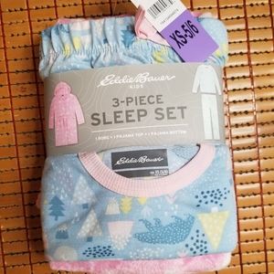 Eddie Bauer Pajama 3 Piece Sleep Set Robe Long Sleeves P…